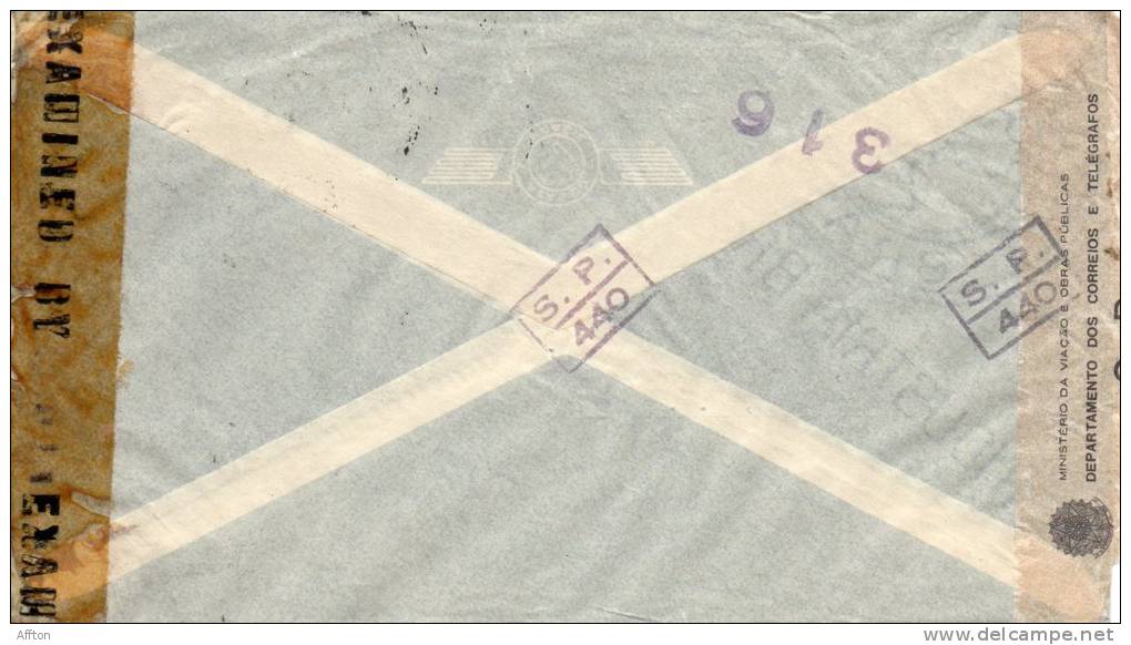 Sao Paulo 1943 Censored Cover Mailed To USA - Covers & Documents