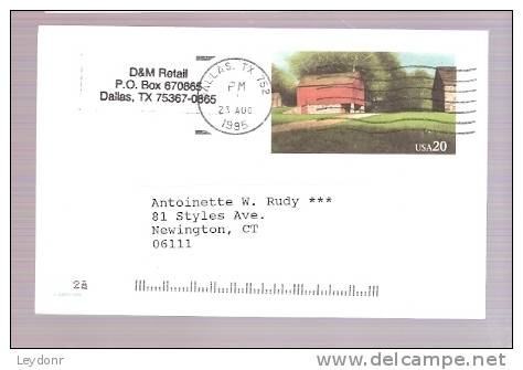 Postal Card - Red Barn  - Postmarked Dallas, TX - 1981-00