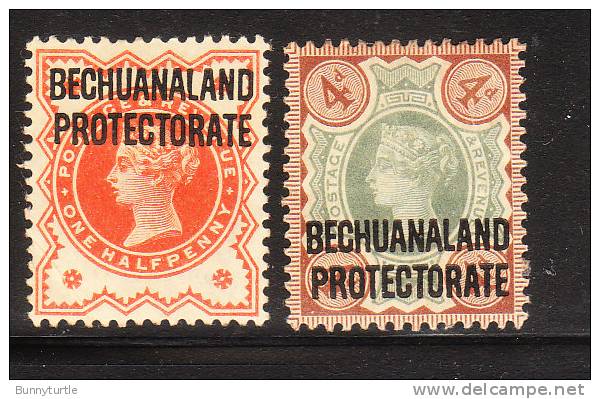 Bechuanland 1897 Queen Victoria 2v Ovptd Mint Hinged - 1885-1964 Bechuanaland Protectorate