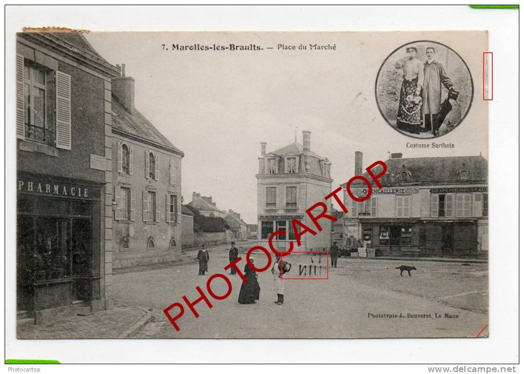 Place Du Marche-MAROLLES LES BRAULTS-1907- - Marolles-les-Braults