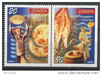 101 GEORGIE 2005 - Europa Gastronomie - Venant De Carnet, Bas Et Droit Non Dentele - Neuf Sans Charniere (Yvert 381/82) - Georgia