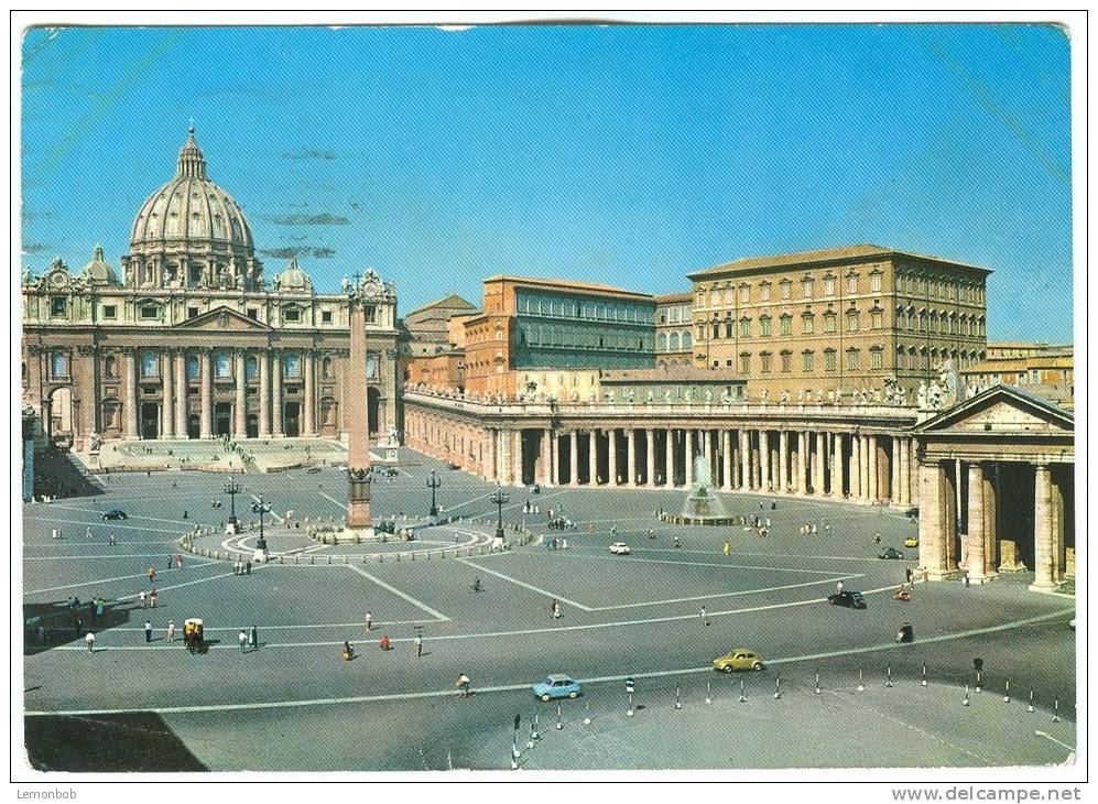Italy, Roma, Rome, Piazza S. Pietro, 1964 With Old Cars, Fiat & Volkswagen, Used Postcard [13407] - San Pietro