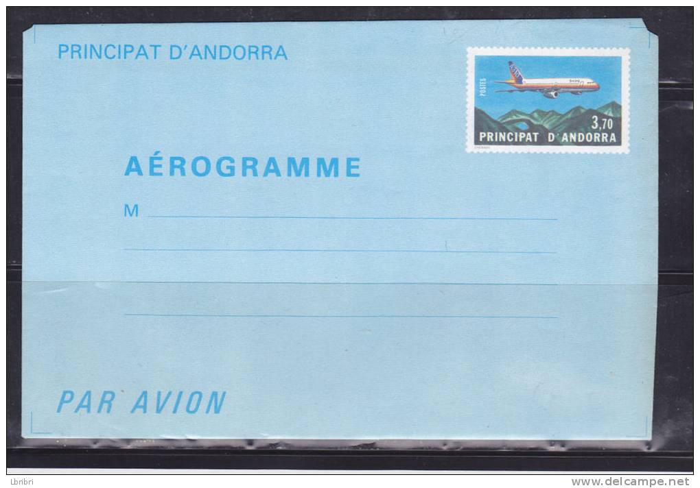 ANDORRE FRANÇAIS AEROGRAMME 3.70 NEUF - Luchtpost