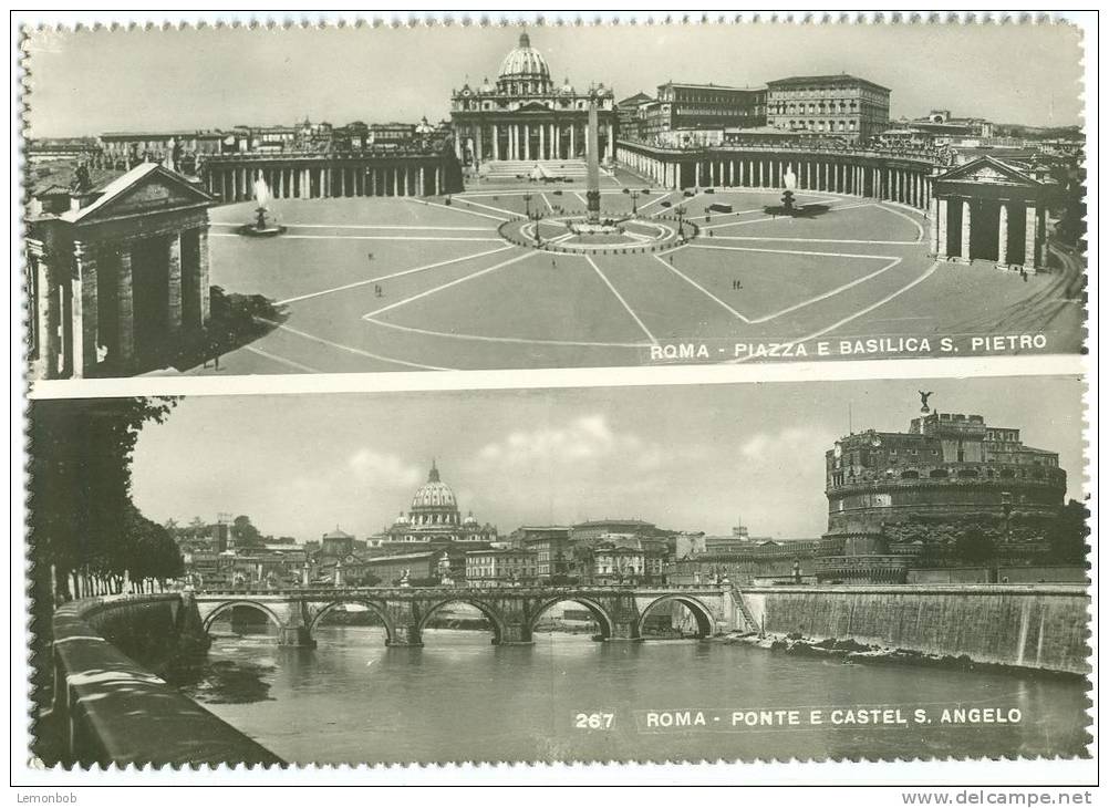 Italy, Rome, Roma, Piazza E Basilica S. Pietro, Ponte E Castel S. Angelo, Unused Real Photo Postcard [13444] - San Pietro