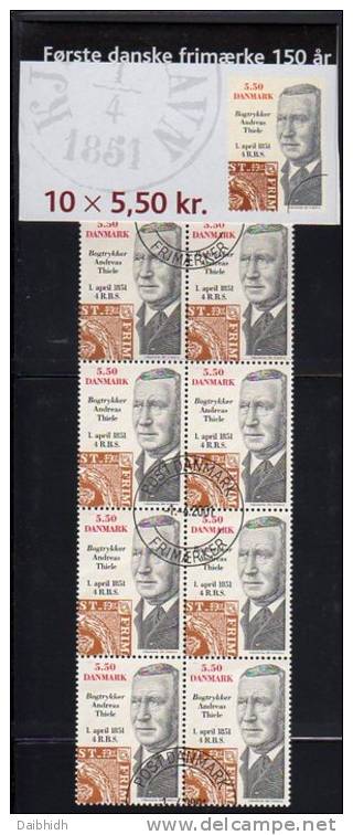 DENMARK 2001 Stamp Anniversary Booklet S113 With Cancelled Stamps.  Michel 1274MH, SG SB212 - Booklets