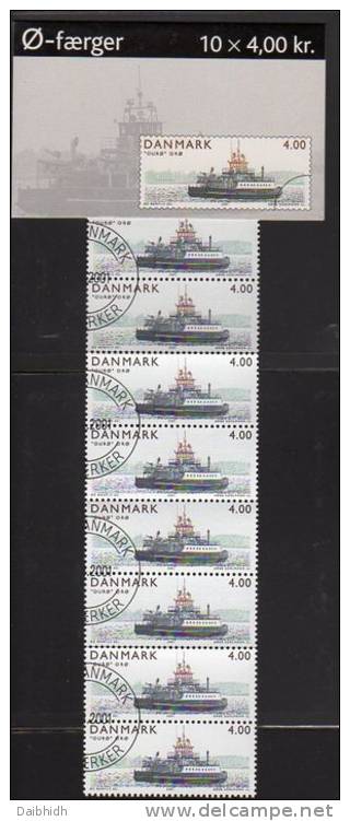 DENMARK 2001 Island Ferries Booklet S118 With Cancelled Stamps.  Michel 1292MH, SG SB218 - Libretti