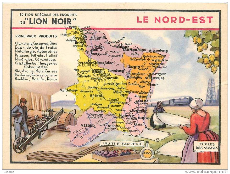 CHROMO LE LION NOIR  REGION FRANCAISE    LE NORD EST - Autres & Non Classés