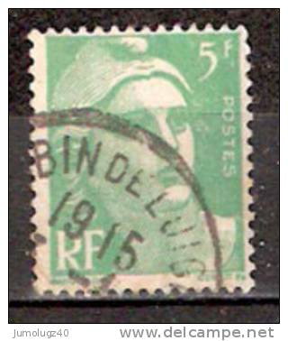 Timbre France Y&T N° 809 (2) Obl.  Mariann De Gandon.  5 F. Vert Clair. Cote 0,30 € - 1945-54 Marianne Of Gandon