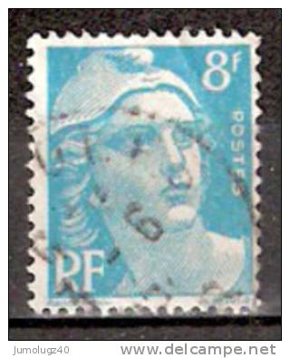 Timbre France Y&T N° 810 (02) Obl.  Mariann De Gandon.  8 F. Bleu Clair. Cote 0,30 € - 1945-54 Marianne Of Gandon