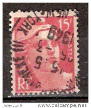 Timbre France Y&T N° 813 (02) Obl.  Mariann De Gandon.  15 F. Rouge. Cote 0,15 € - 1945-54 Marianne Of Gandon