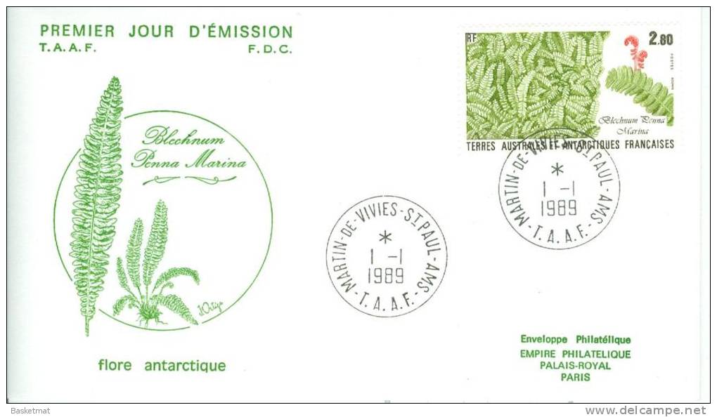 TAFF ENV FDC 1989 FLORE ANTARCTIQUE - FDC