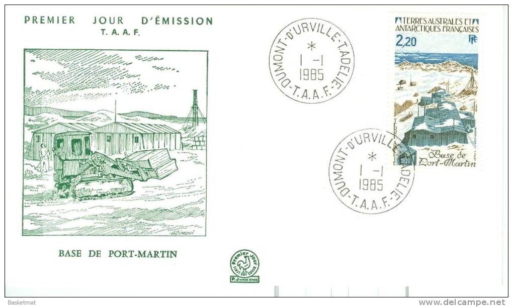 TAFF ENV FDC 1985 BASE DE PORT MARTIN - FDC