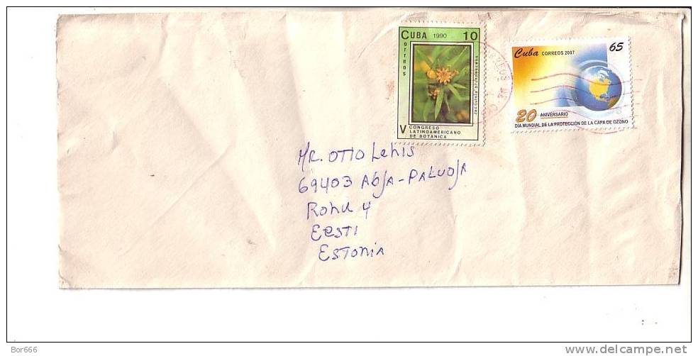 GOOD CUBA Postal Cover To ESTONIA 2012 - Good Stamped: Flowers ; Globe - Otros & Sin Clasificación