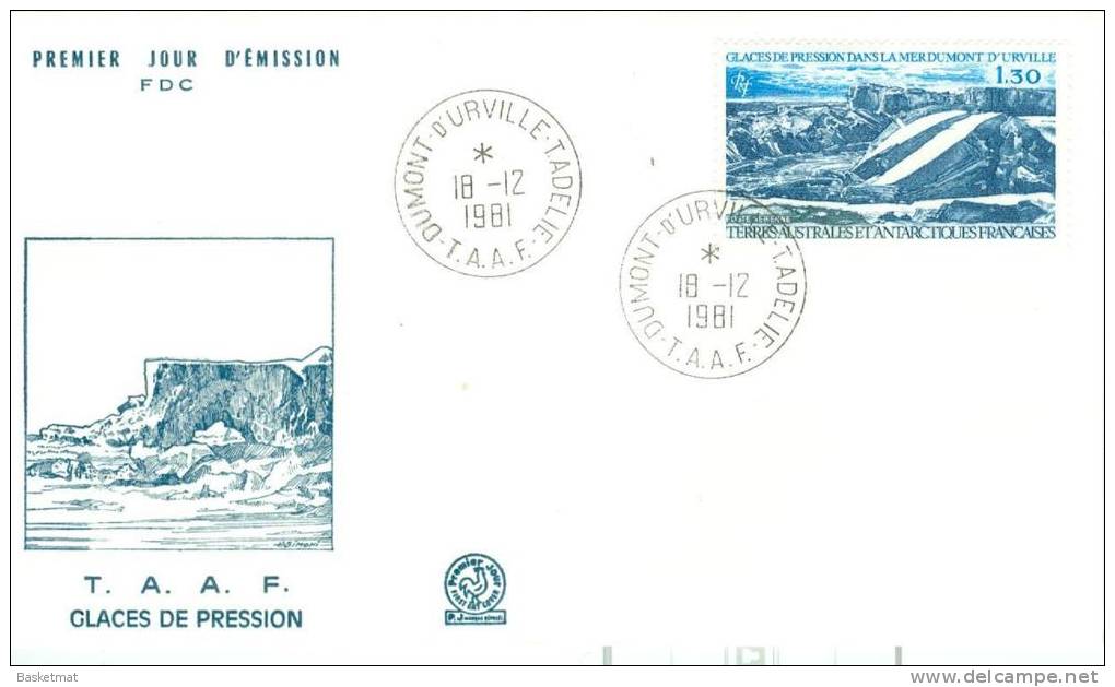 TAFF ENV FDC 1981 GLACE DE PRESSION - FDC