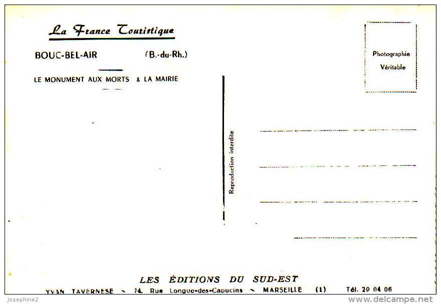 Bouc Bel Air Le Monument Aux Morts Et La Mairie( Cpsm) - Other & Unclassified