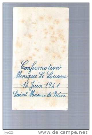 Image Pieuse Religieuse Holy Card - Ed ? - Souvenir Confirmation M. Le Louarn Saint Maurice De Bécon - Ange - Images Religieuses