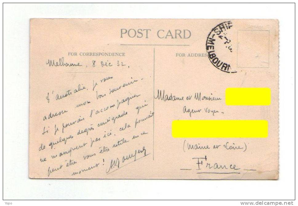 AUSTRALIE Carte Postale 1932,  Melbourne - Elisabeth Street (timbre Décollé, Mais Bon état, Voir SCAN) - Melbourne