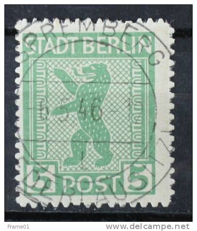 Berliner Bär Und Eiche, Série De Berlin Ours Et Chêne Nr 1B, Dentelure Zig-zag, Zickzackförmig, Obl./gest. / Gepr Zierer - Berlín & Brandenburgo