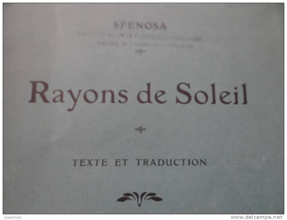 SFENOSA Rayons de soleil  Livre dédicacé par sfenosa à georges Paillet Texte et traduction Paul Ruat Marseille