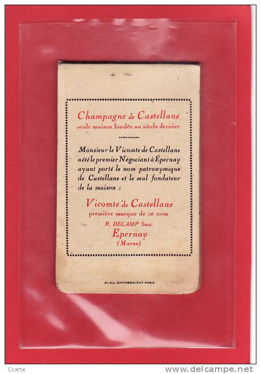 PUBLICITE / ALCOOLS / CHAMPAGNE VICOMTE DE CASTELLANE / Bloc Carnet Illustré Par Offiellon 1922 - Alcools