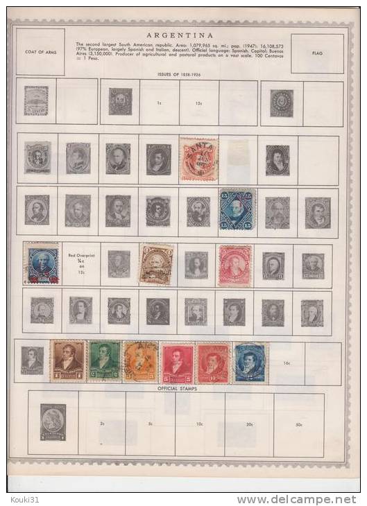 Argentine : Lot Poste Et PA Sur 4 Feuilles Entre 1871 Et 1945 - Colecciones & Series