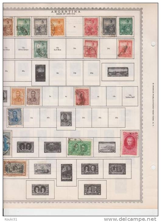 Argentine : Lot Poste Et PA Sur 4 Feuilles Entre 1871 Et 1945 - Collections, Lots & Séries