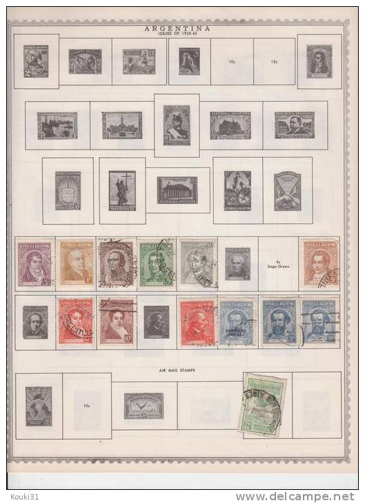 Argentine : Lot Poste Et PA Sur 4 Feuilles Entre 1871 Et 1945 - Collections, Lots & Séries