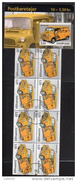 DENMARK 2002 Postal Vehicles 40Kr And 55Kr Booklets S124-25 With Cancelled Stamps. Michel 1312, 13MH, SG SB224-25 - Carnets