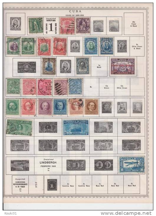 Cuba : Lot Poste Et PA  Sur 3 Feuilles Entre 1899 Et 1943 - Collections, Lots & Séries