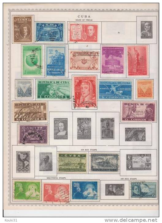 Cuba : Lot Poste Et PA  Sur 3 Feuilles Entre 1899 Et 1943 - Collections, Lots & Series