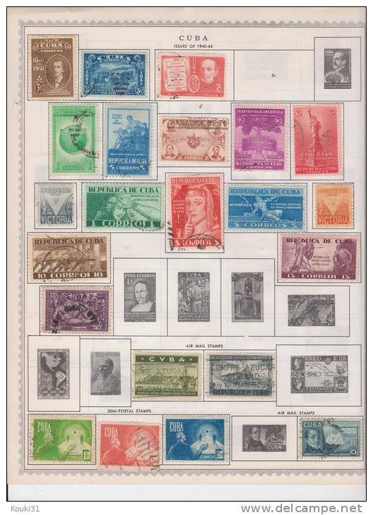 Cuba : Lot Poste Et PA  Sur 3 Feuilles Entre 1899 Et 1943 - Verzamelingen & Reeksen