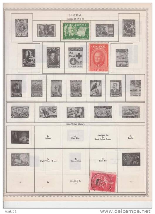 Cuba : Lot Poste Et PA  Sur 3 Feuilles Entre 1899 Et 1943 - Collections, Lots & Séries