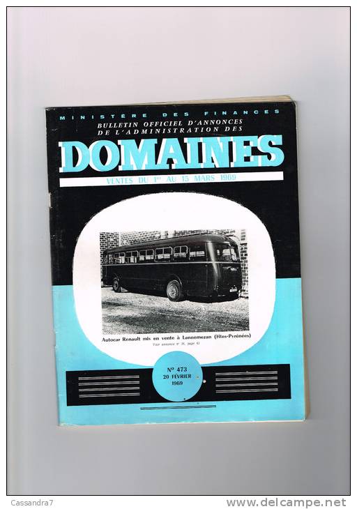 Bulletin D´annonces Des Domaines-n473-Autocar Renault à Lannemezan-Paris Avion SO 30P Bretagne Et Cellule Douglas DC4 - - Autres & Non Classés