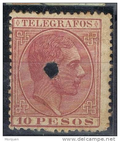 Sello FILIPINAS 10 Pesos, Telegrafos Alfonso XII, Num 8 º - Philippinen