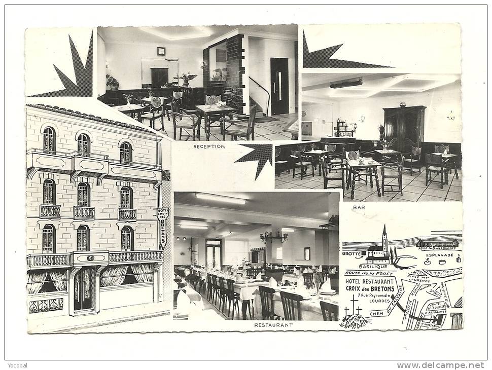 Cp, Commerce, Hôtel "A La Croix Des Bretons" - Lourdes (65), Voyagée 1967 - Restaurants