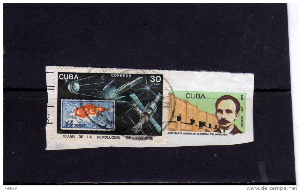 CUBA 1987 Anniversary Of October Revolution SPACE MAN SATELLITE  ANNIVERSARIO RIVOLUZIONE DI OTTOBRE USED - Usati