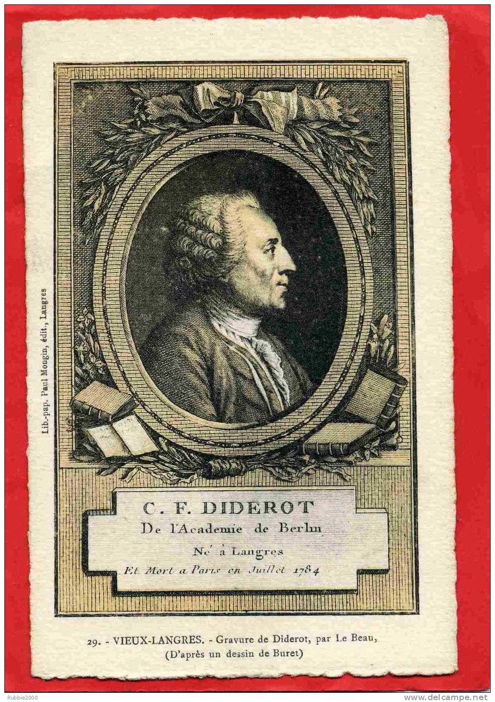 LANGRES GRAVURE DE DIDEROT PAR LE BEAU CARTE EN TRES BON ETAT - Langres