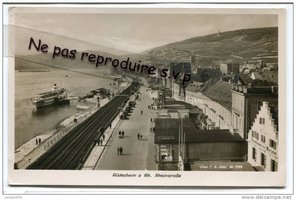 - 3 Beaux Timbres Sur CPSM, 1937,  DER DEUTSCHE RHEIN, To Marseille, TBE,  Rudesheim A Rh, Scans. - Briefe U. Dokumente