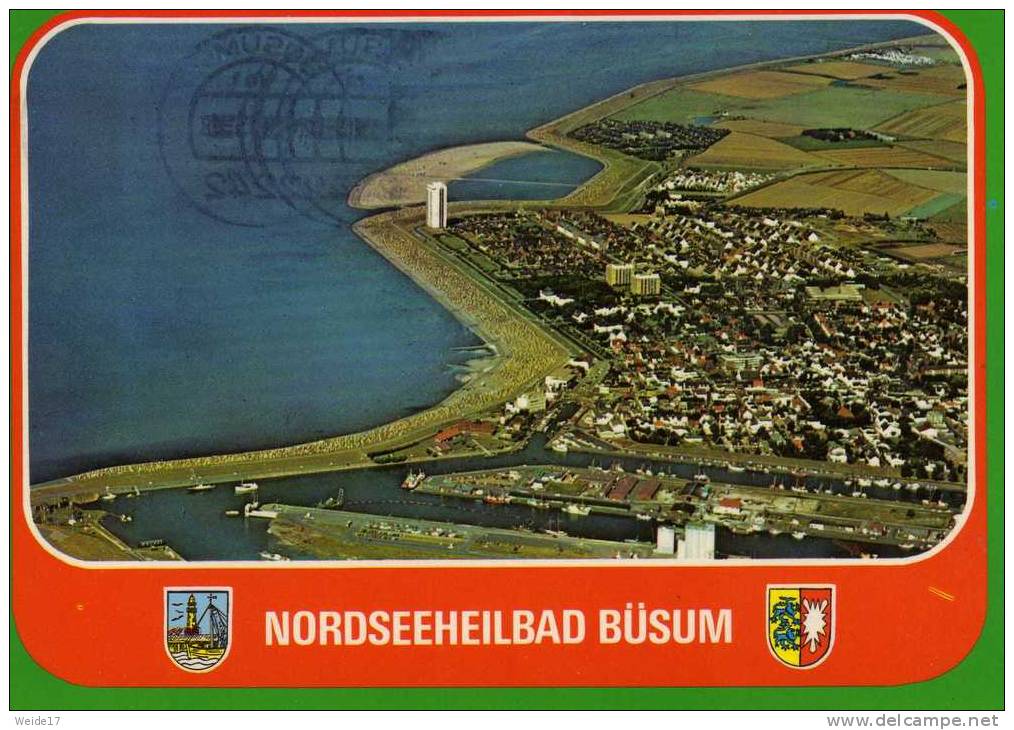 01145 BÜSUM - Blick Auf Den Ort Und Den Hafen - Buesum