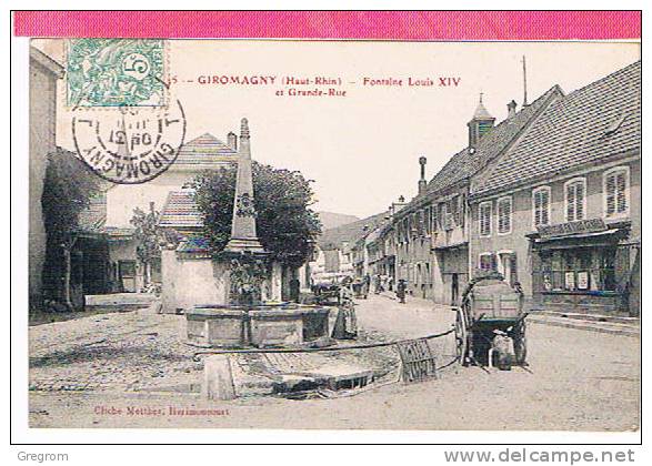 90 : GIROMAGNY , Fontaine Louis XIV Et Grande Rue - Giromagny