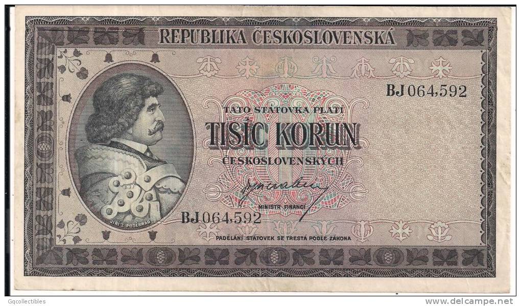 Czechoslovakia - 1945 - 1000 Korun - P65 - VF/XF - Czechoslovakia