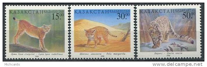 102 KAZAKHSTAN 1998 - Felin Lynx Chat Once - Neuf Sans Charniere (Yvert 186/88) - Kazakhstan