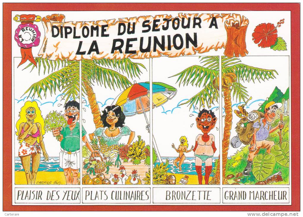 Ile De La Réunion,ile Française,océan Indien,archipel Des Mascareignes,CARTE ILLUSTREE CARPIER,paradis - Autres & Non Classés