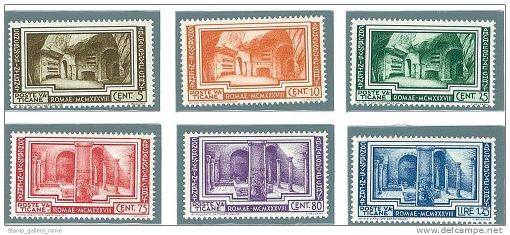 CITTA' DEL VATICANO - ARCHEOLOGIA CRISTIANA - ANNO 1938 - 6 VALORI - NUOVA GOMMA INTEGRA ** MNH - Neufs