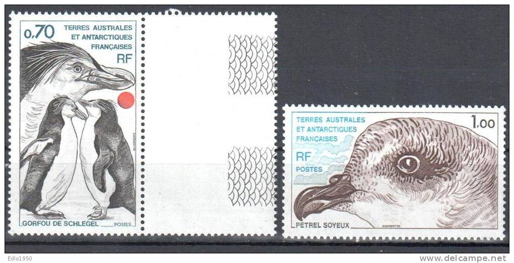 TAAF 1980 - Antarctic - Birds - Mi 136-37 - MNH - Unused Stamps