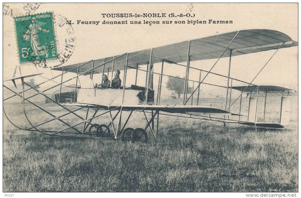 TOUSSUS LE NOBLE - Aviation - M. Fourny Donnant Une Leçon Sur Biplan Farman - Toussus Le Noble