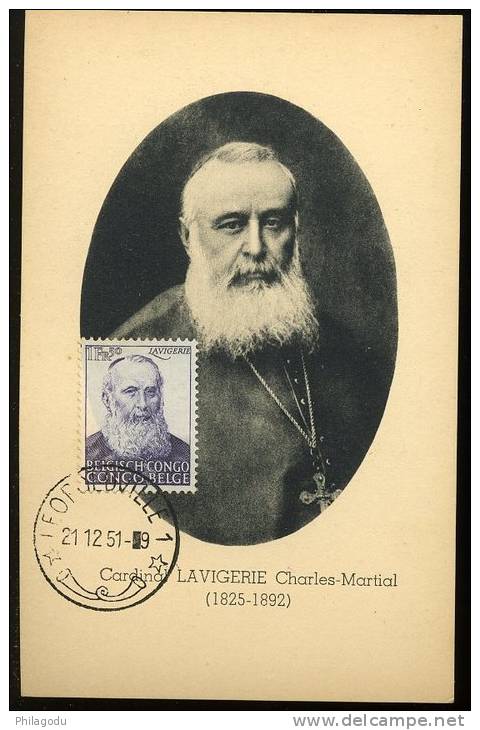 Carte Maximum Cardinal Lavigerie N° 300  21-12-51  TRES BELLE - Briefe U. Dokumente