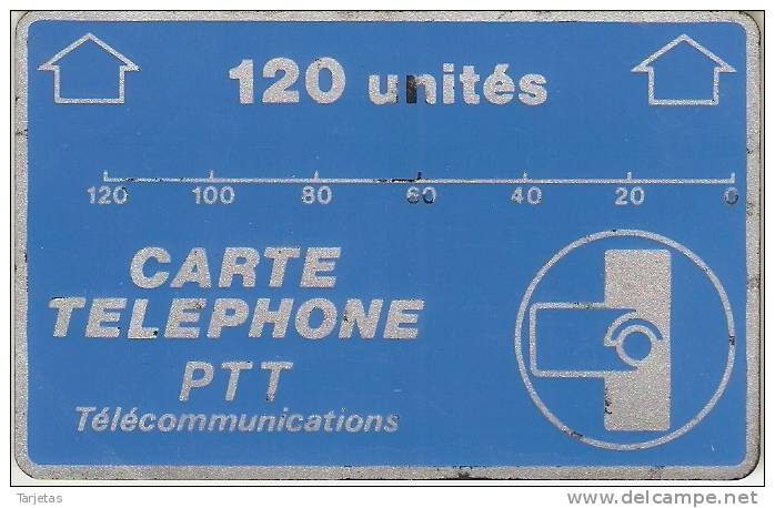 TARJETA DE FRANCIA DE 120 UNITES PTT TELECOMMUNICATIONS  (F522)TEST SERVICE CARD LANDIS&GYR (MUY RARA) - Variétés