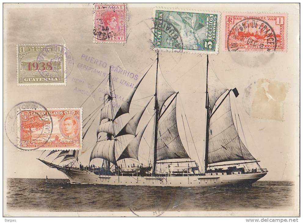 Grande Carte Photo Du Bateau MERCATOR Ostende Croisière Bahamas Martinique Venezuela Cayman Guatemala - Lettres & Documents