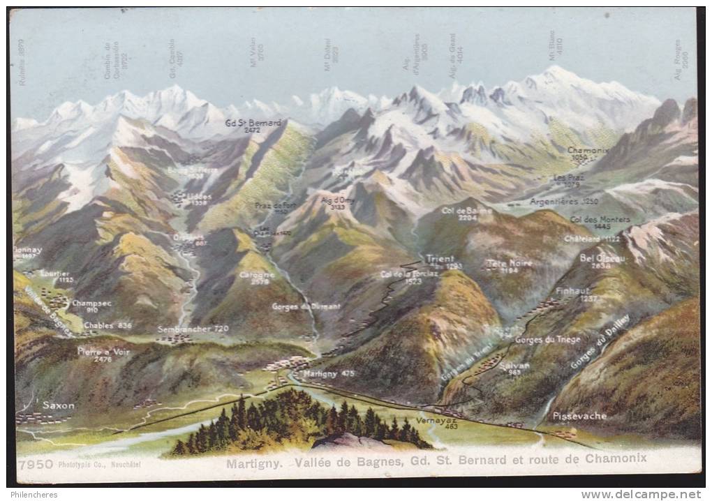 CPA - (Suisse) Martigny - Vallée De Bagnes, Gd. St. Bernard Et Route De Chamonix - Bagnes